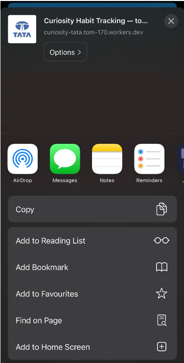 Choose “Add to Home Screen”